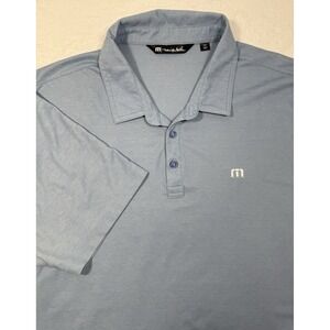 Travis Mathew Men's Blue Polo Shirt XXL Performance Golf Cotton Bnd Short Sleeve